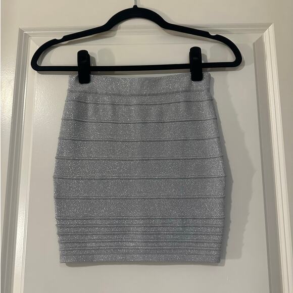 Vintage Charlotte Russe Silver Sparkly Bodycon Skirt - Picture 1 of 6